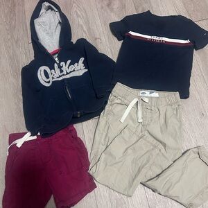 Old Navy Navy Hoodie and Burgundy Shorts Kids Matching Set